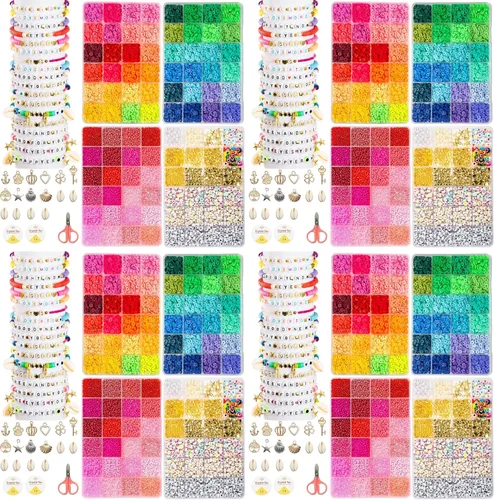 Vista 8 de Goldwise Kit de Pulsera de la Amistad 4 Cajas-13078 Piezas 72 Colores Kits para Hacer Pulseras con Arcilla, Cuentas de Semillas de Vidrio y Cuentas