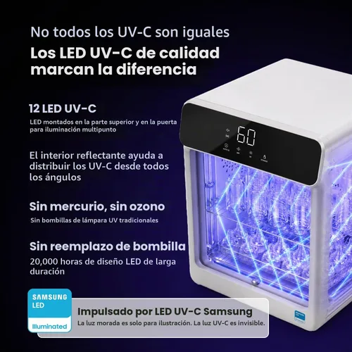 Vista 5 de HubiBaby Smart UVC LED Desinfectante y secadora para biberones, control de aplicación y ajustes de tiempo personalizados, capacidad XL para 18