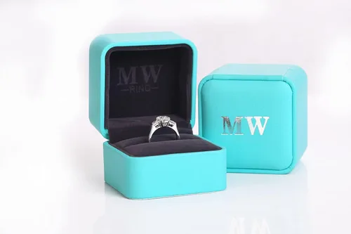 Vista 6 de Mwring PVD - Anillo de compromiso de moissanita para mujer, anillo de boda de plata de ley 925 con chapado en oro de 18 quilates, anillo