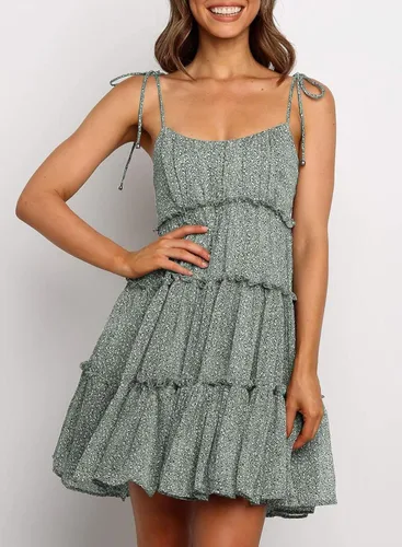 Vista 2 de Dokotoo Womens 2023 Summer Casual A-line Layered Ruffled Boho Mini Short Skater Dresses