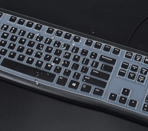 Vista 4 de Cubierta de teclado para Logitech K120 y MK120 Teclado con cable, ultra delgado Logitech MK120 y K120 Protector de piel de teclado - Negro