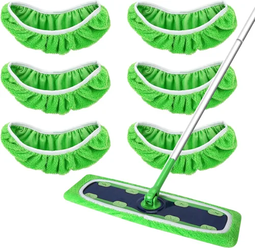 Vista 9 de Almohadillas de microfibra reutilizables compatibles con trapeador Paquete de 4 (verde)