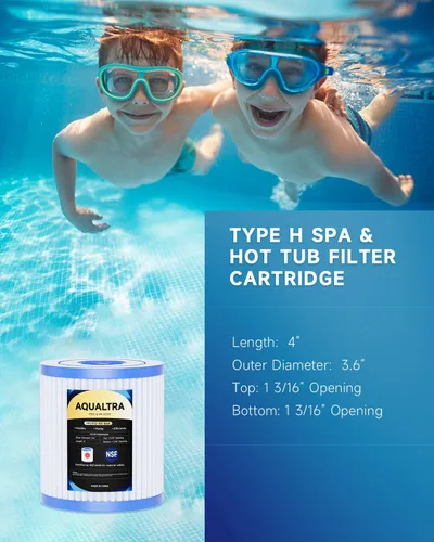 Vista 3 de AQUALTRA Filtro de piscina compatible con 29007E tipo H, cartucho de repuesto para bomba de filtro de 330 GPH, filtros de piscina sobre el suelo, 4