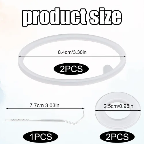 Vista 2 de Juego de 4 piezas de junta de tapa de repuesto para botella de licuadora, Strada Flip Shaker Cup Water Bottle Parts Accesorios con gancho, anillo