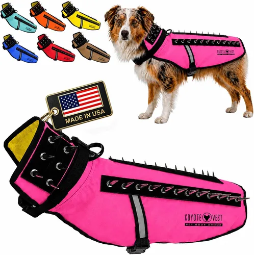 Vista 16 de CoyoteVest Chaleco Protector de Arnés para Perro, Accesorios Reflectantes para Perro con Picos para Proteger a tu Mascota de Ataques de Rapaces