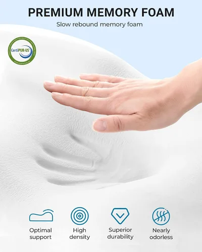 Vista 7 de Elviros Almohadas de espuma viscoelástica para aliviar el dolor de cuello, almohada ortopédica ergonómica de altura ajustable