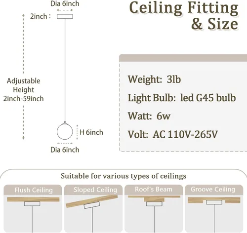 Vista 6 de ykolupty Lámpara colgante negra de 1 luz moderna de globo de vidrio gris ahumado, luces colgantes para isla de cocina, luces colgantes ajustables