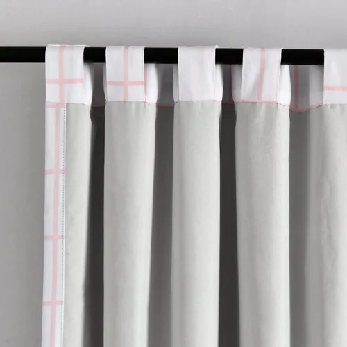 Vista 5 de Lush Decor Urban Square Grid - Par de paneles de cortinas opacas para ventana, 100% forradas, pestaña trasera, bolsillo para barra, 84 pulgadas