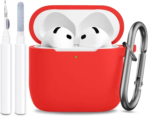 Vista 11 de Funda compatible con AirPods de 4ª generación, funda de silicona protectora suave con kit de limpieza, accesorios para Apple AirPods 4 Gen 2024, LED