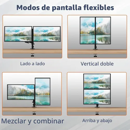 Vista 5 de PUTORSEN Soporte de monitor dual para pantallas de 17-32 pulgadas, VESA 75