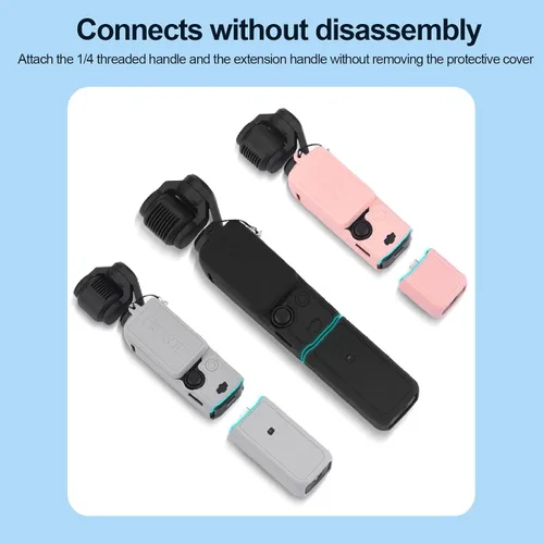 Vista 3 de Accesorios para cámara de acción, funda protectora a prueba de golpes, funda de silicona para bolsillo 3 con placa de cubierta de pantalla, fácil