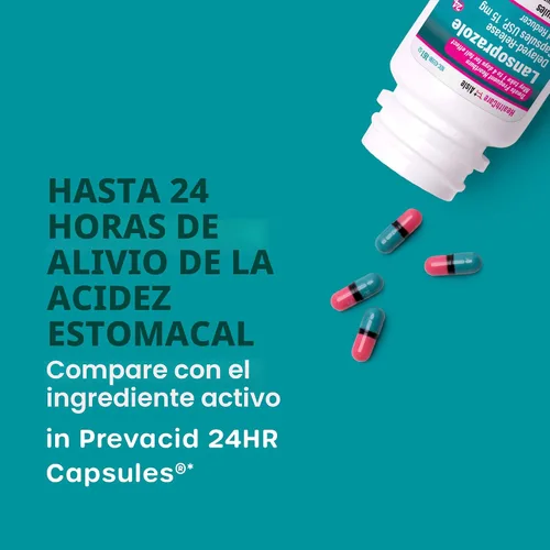Vista 2 de HealthCareAisle Lansoprazol 15 mg - 42 cápsulas de liberación retardada - Reductor de ácido, trata la acidez estomacal frecuente