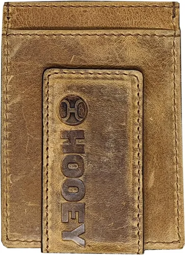 Vista 2 de HOOEY Clip de cuero para hombre, Logotipo de cerdo en relieve, marrón