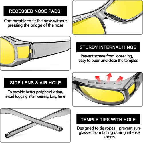 Vista 3 de URUMQI Gafas de conducción de visión nocturna para hombres y mujeres, lentes polarizados antirreflejos, lentes de alta definición amarillas