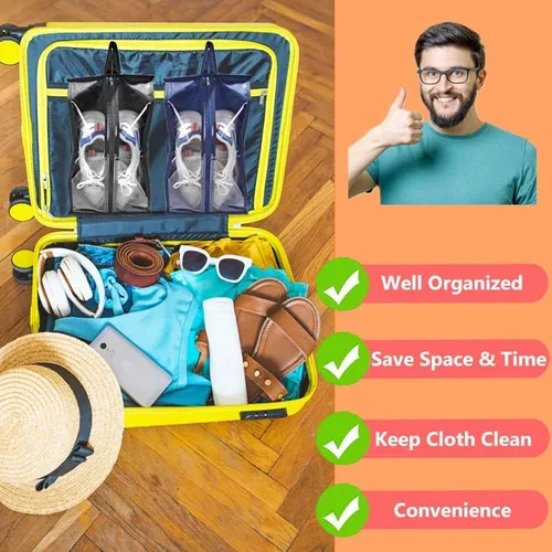 Vista 5 de Li'segarote Bolsas de zapatos para viajes, paquete de 6 bolsas grandes multicolor para zapatos para hombres y mujeres, bolsa organizadora de zapatos