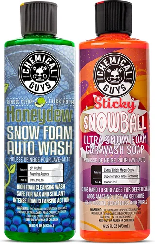 Vista 9 de Chemical Guys Honeydew Snow Foam (CWS_110_16) y Extreme Wash & Wax (CWS_207_16) Jabón de lavado de autos Paquete de 16 onzas (2) botellas de 16 onzas