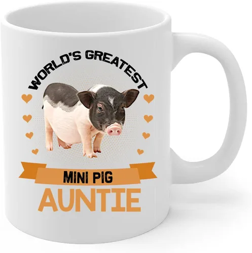 Vista 2 de World's Greatest Saddle Mini Pig Auntie Gifts For Tía Taza de café divertida Taza de té de cerámica blanca 11oz Regalos para dueños de mascotas