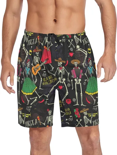 Vista 36 de Ollabaky Pantalones cortos de pijama para hombre Pjs partes inferiores pantalones cortos para dormir ropa de descanso pantalones de pijama