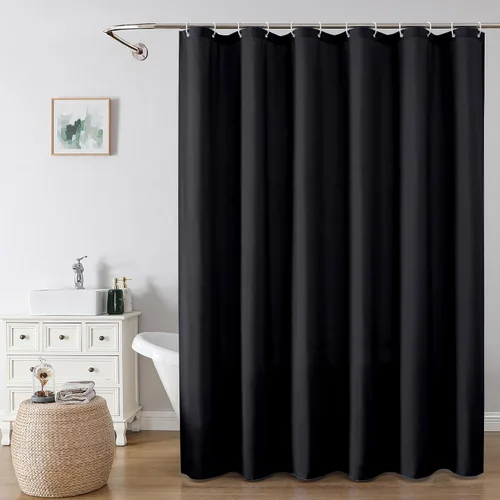 Vista 15 de OVZME Zora Cortina de Ducha de Tela para Cabina de 36 x 72 Pulgadas - Cortina de Ducha Pequeña Suave Negra para Baño para Tamaño de Cabina Estrecha