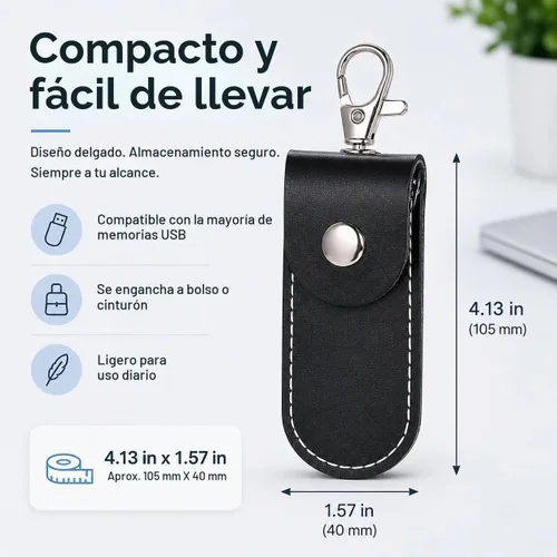 Vista 6 de Funda de cuero para unidad flash USB de 3 uds Negro