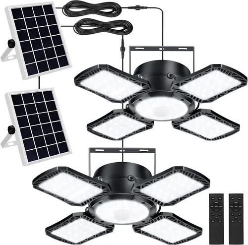 Vista 8 de Luz Solar para Cobertizo Interior y Exterior, 176LED Luz Colgante con Sensor de Movimiento Solar Disponible Durante el Día, Luces Solares Interiores