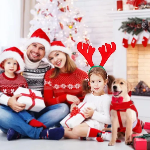 Vista 6 de Propsicle Diadema de cuernos de reno de Navidad para accesorios de disfraces de Navidad (paquete de 2) decoración de fiesta de Navidad