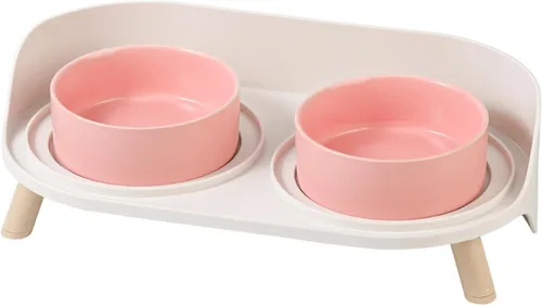 Vista 12 de Juego de Cuencos Elevados de Cerámica para Gatos - Platos Dobles Elevados para Alimentos y Agua - Soporte Antideslizante y Resistente a Salpicaduras