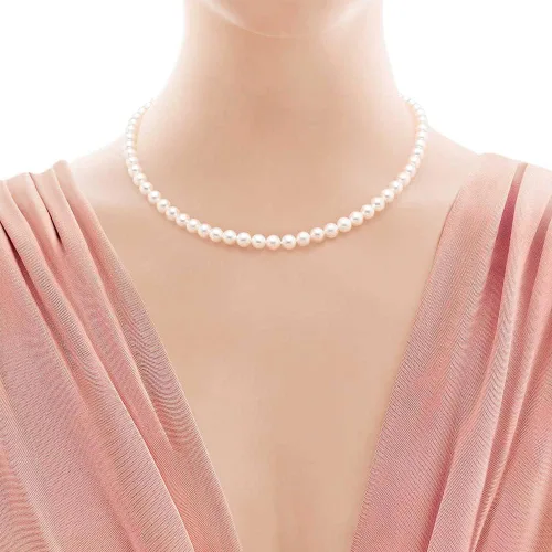 Vista 5 de Juego de collar y aretes de perlas de cristal, collar de perlas para mujer, conjunto de joyas de perlas sintéticas para mujer con cadena de encanto