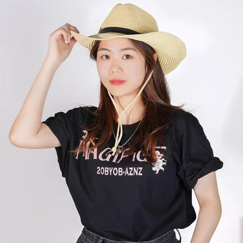 Vista 4 de Sombreros de vaquero de paja unisex para mujeres y hombres, sombrero de vaquero de playa occidental, sombrero de ala ancha para playa, Halloween