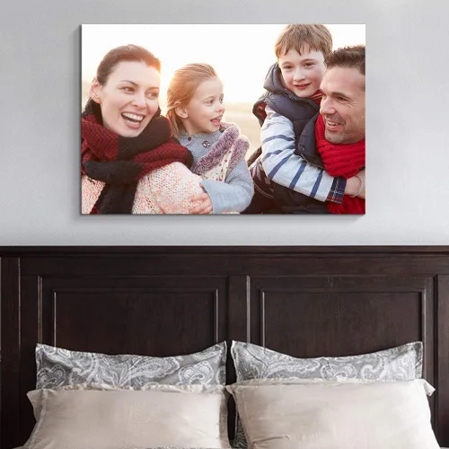 Vista 5 de NWT Impresiones en lienzo personalizadas con tus fotos para la familia, cuadros de lienzo personalizados para pared para imprimir enmarcados, 16 x