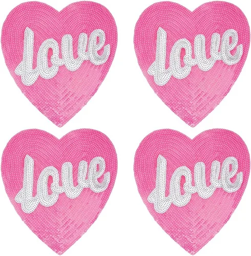 Vista 11 de INFUNLY 4 parches de cuentas de diamantes de imitación de ojo de corazón de 4.1 x 2.9 pulgadas, parches para coser en forma de corazón, hechos a