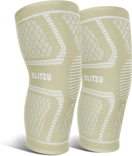 Vista 17 de BLITZU - Rodillera de compresión para hombres y mujeres – mejor soporte para correr, gimnasio, entrenamiento, fitness, levantamiento de pesas.