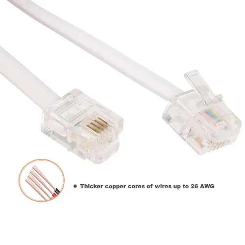 Vista 3 de Vthahaby Cable de extensión de teléfono (10 pies), cable de línea de cable de teléfono, con enchufe RJ11 estándar y 1 acoplador en línea