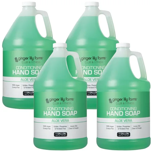 Vista 10 de Ginger Lily Farms Club & Fitness Recambio de Jabón Líquido Acondicionador para Manos, 100% Vegano y Libre de Crueldad, Aroma a Aloe Vera, 1 Galón