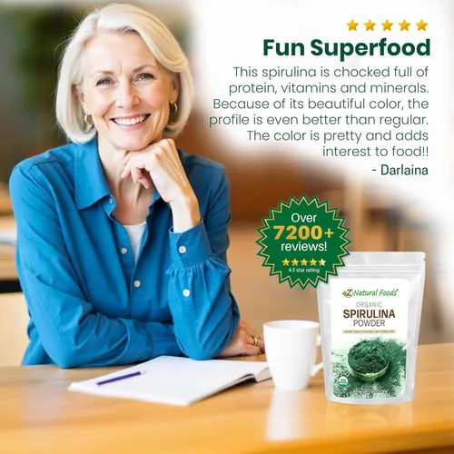 Vista 8 de Polvo orgánico de espirulina – 5 libras – Increíble superalimento de algas verdes azules – rico en aminoácidos, vitaminas y minerales – Mezcla