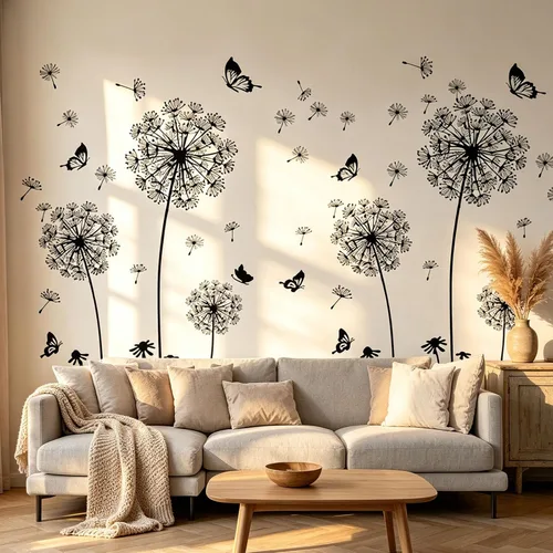 Vista 16 de Arawat 2 Juego de Calcomanías de Diente de León para Pared Pelar y Pegar Calcomanías de Pared de Diente de León Azul Adhesivos de Pared Florales