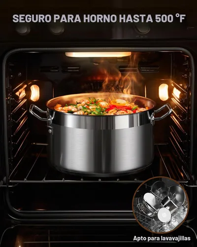Vista 5 de Cooks Standard Olla de Caldo de 6 Cuartos con Tapa, Stockpot Profesional de Acero Inoxidable 18/10 Horno Holandés Cacerola Olla de Cocina, Ollas