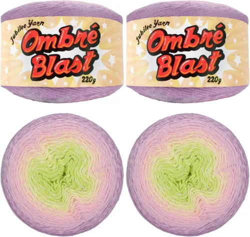 Vista 11 de JubileeYarn - Hilo Ombré Blast (7.76 oz/torta de algodón para bebé, 1 torta)