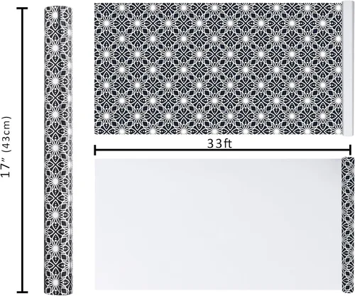 Vista 7 de LaRibbons - Papel de regalo reversible de aluminio - Diseño geométrico azul marino y plateado, 17 pulgadas x 33 pies. Envoltorio de regalo metálico
