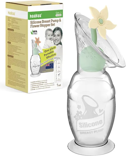 Vista 11 de haakaa Extractor de leche manual con juego de tapones de flores, bomba de mano de silicona Gen.2 con base de succión, libre de BPA