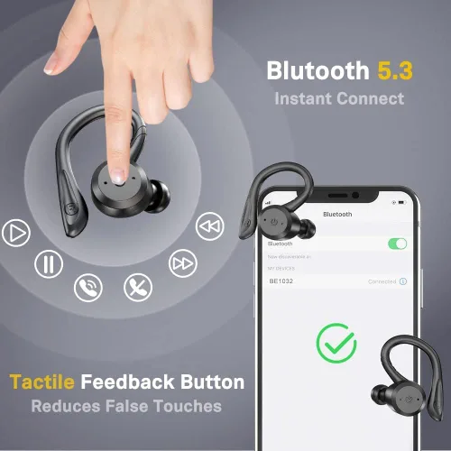 Vista 5 de Apekx - Auriculares Bluetooth, auriculares inalámbricos verdaderos con estuche de carga, IPX7 impermeable, sonido estéreo, auriculares con micrófono