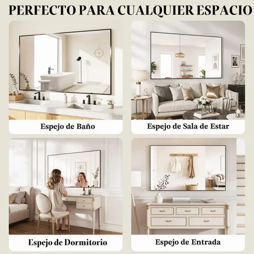 Vista 7 de Koonmi Espejo de pared rectangular negro, espejo de baño de 20 x 30 pulgadas, espejo de tocador con marco de aluminio para entrada, sala de estar