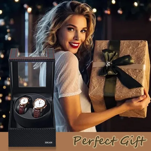 Vista 7 de Enrolladores automáticos de reloj para relojes automáticos, caja de bobinadora de reloj doble para hombres y mujeres, caja de almacenamiento