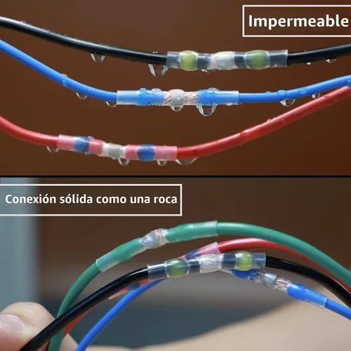Vista 6 de 110 piezas de conectores de alambre termorretráctiles, kit de conectores de tope de sello de soldadura, terminales de empalme impermeables para uso