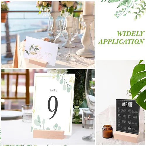 Vista 7 de 12 soportes de madera para colocar lugares de madera para letreros de mesa, soporte para tarjetas de identificación para decoración de eventos