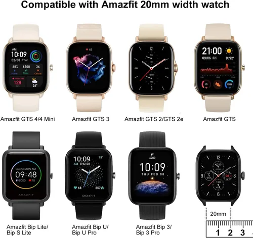 Vista 7 de Paquete de 4 correas elásticas de nailon compatibles con Amazfit GTS/GTS 2/GTS 2 mini/GTS 2e/GTS 3/GTS 4/GTS 4 Mini, correas de reloj suaves