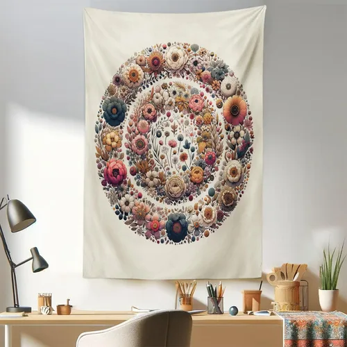 Vista 154 de Ambesonne Tapiz hippie, abrazo de hongos de ensueño y árbol de la vida místico y mandal verde, decoración de tela para colgar en la pared