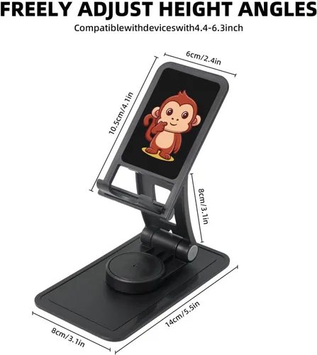Vista 5 de Adorable soporte de teléfono de mono para escritorio, ajustable, accesorios de viaje de oficina para teléfono móvil/iPad/tableta, soporte para Negro