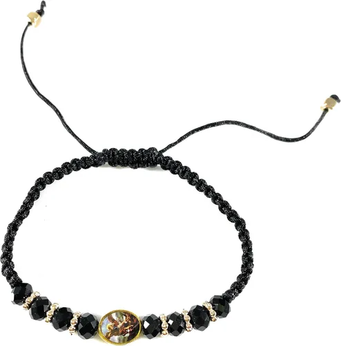 Vista 3 de San Miguel Arcángel Rojo con oro Pulsera ajustable Roja Ajustable De San Miguel Arcangel Con Tono Dorado (SM4)