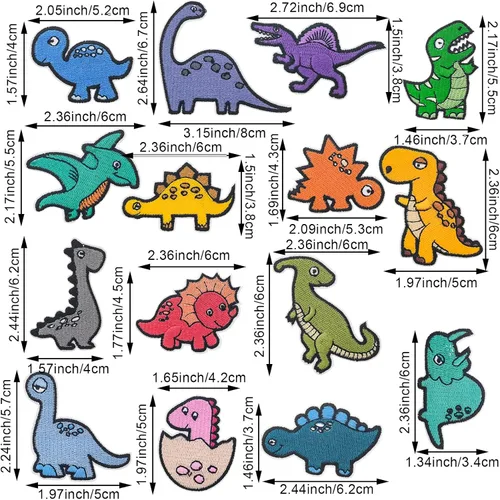 Vista 2 de 15 parches para planchar de dinosaurio, parches de bordado de dinosaurios, juego de parches para planchar, apliques divertidos de dinosaurios